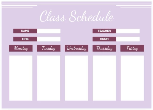 Single Class Schedule
